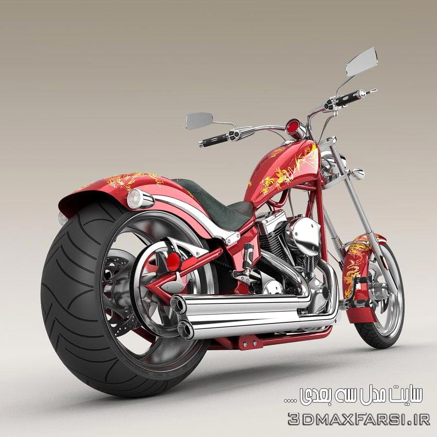 دانلود مدل سه بعدی متورسیکلت تری دی مکس ویری big dog k9 chopper motorcycle 3d model