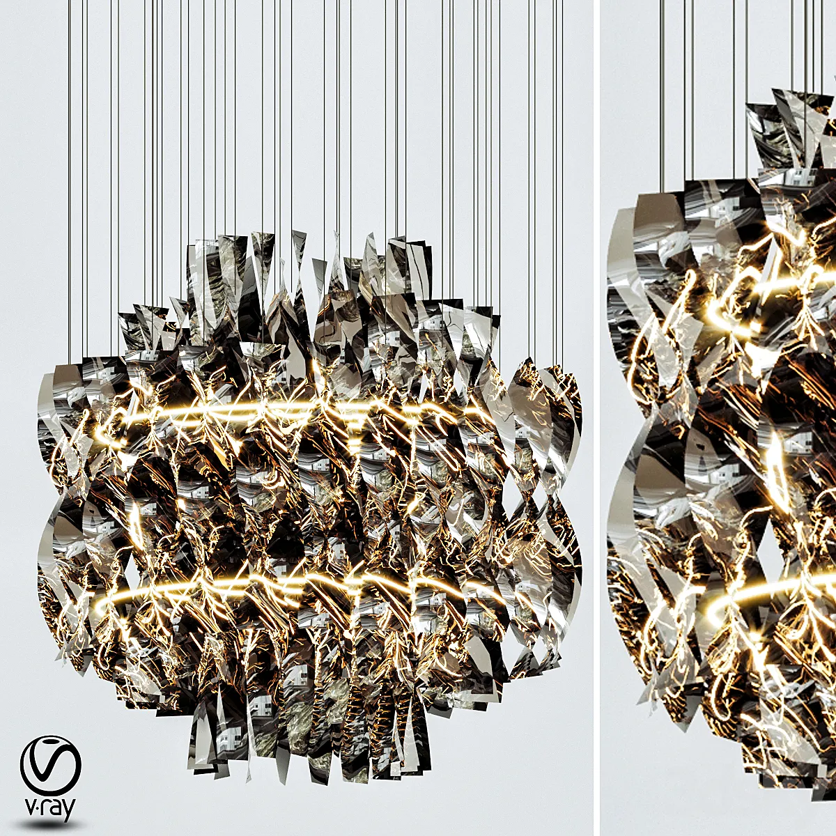 مدل سه بعدی آبجکت لوستر، روشنایی تری دی مکس Aura fumo chandelier
