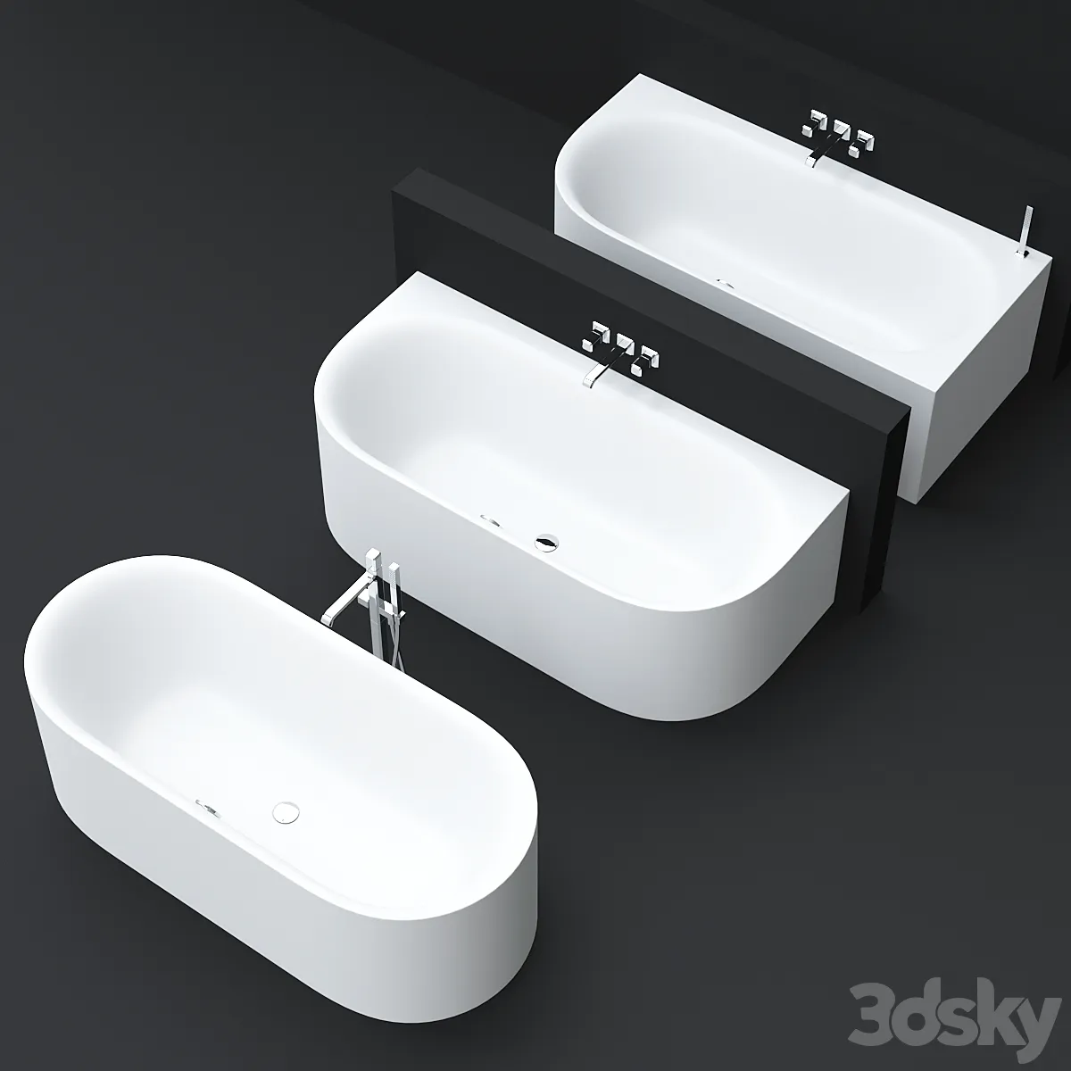 مدل سه بعدی وان حمام تری دی مکس + ویری BetteLux Oval baths by Bette