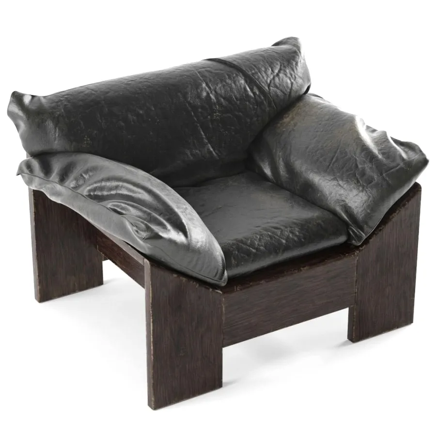 دانلود 3dsky – Leolux Dutch Oak Leather Chair 1970s