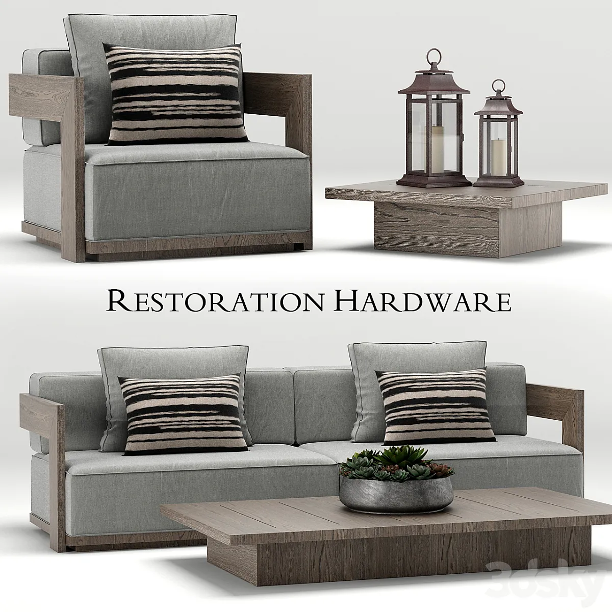 دانلود 3dsky – Restoration Hardware Milano teak sofa