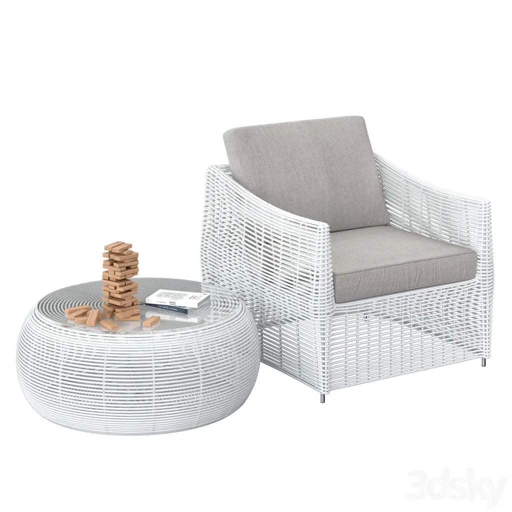 دانلود 3dsky – Table and rattan chair