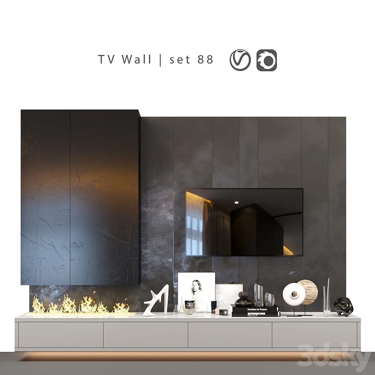 دانلود 3dsky – TV Wall set 88