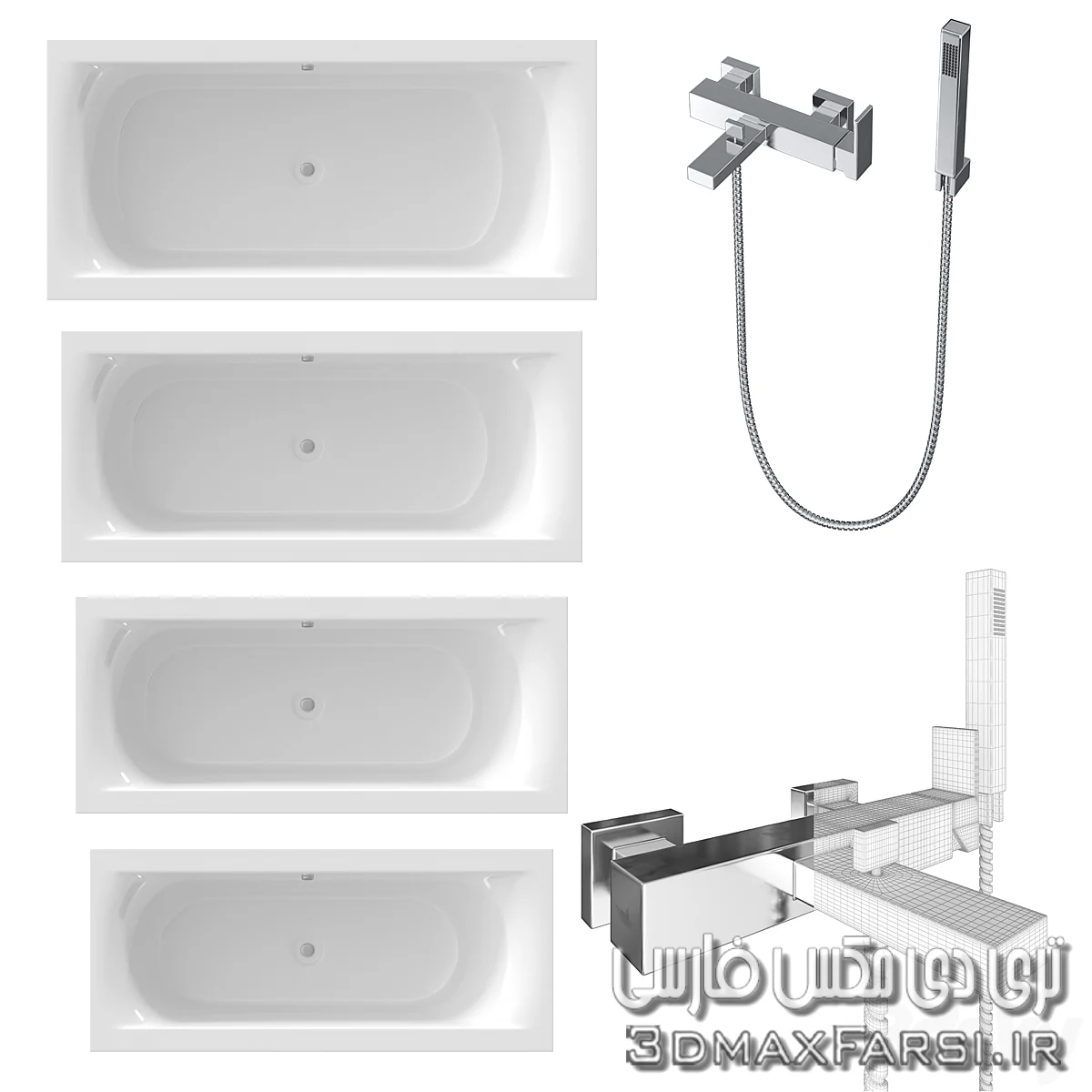 دانلود مدل سه بعدی میکسر دوش حمام 3dsky – RIHO baths and Newform bath shower mixer