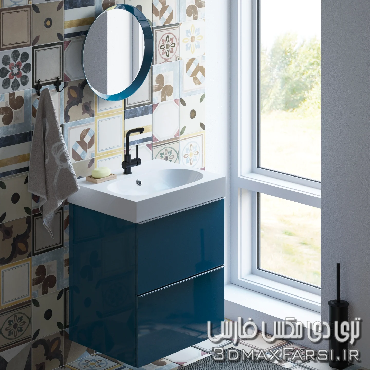 مدل سه بعدی حمام تری دی مکس 3dsky – Set of bathroom furniture IKEA