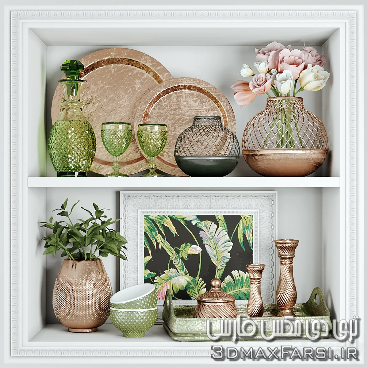 مدل سه بعدی دکوری تزئینی تری دی مکس 3dsky – Spring decorative set